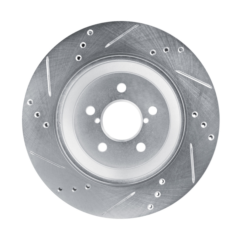 Subaru Crosstrek Brake Rotor (1) - Rear Right - R1 Concepts - Drilled & Slotted - Silver - `19-`23